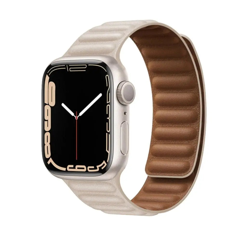 Apple Watch Armband - Magnetic Loop • Armband aus Kunstleder - Beige / 38-40-41 mm