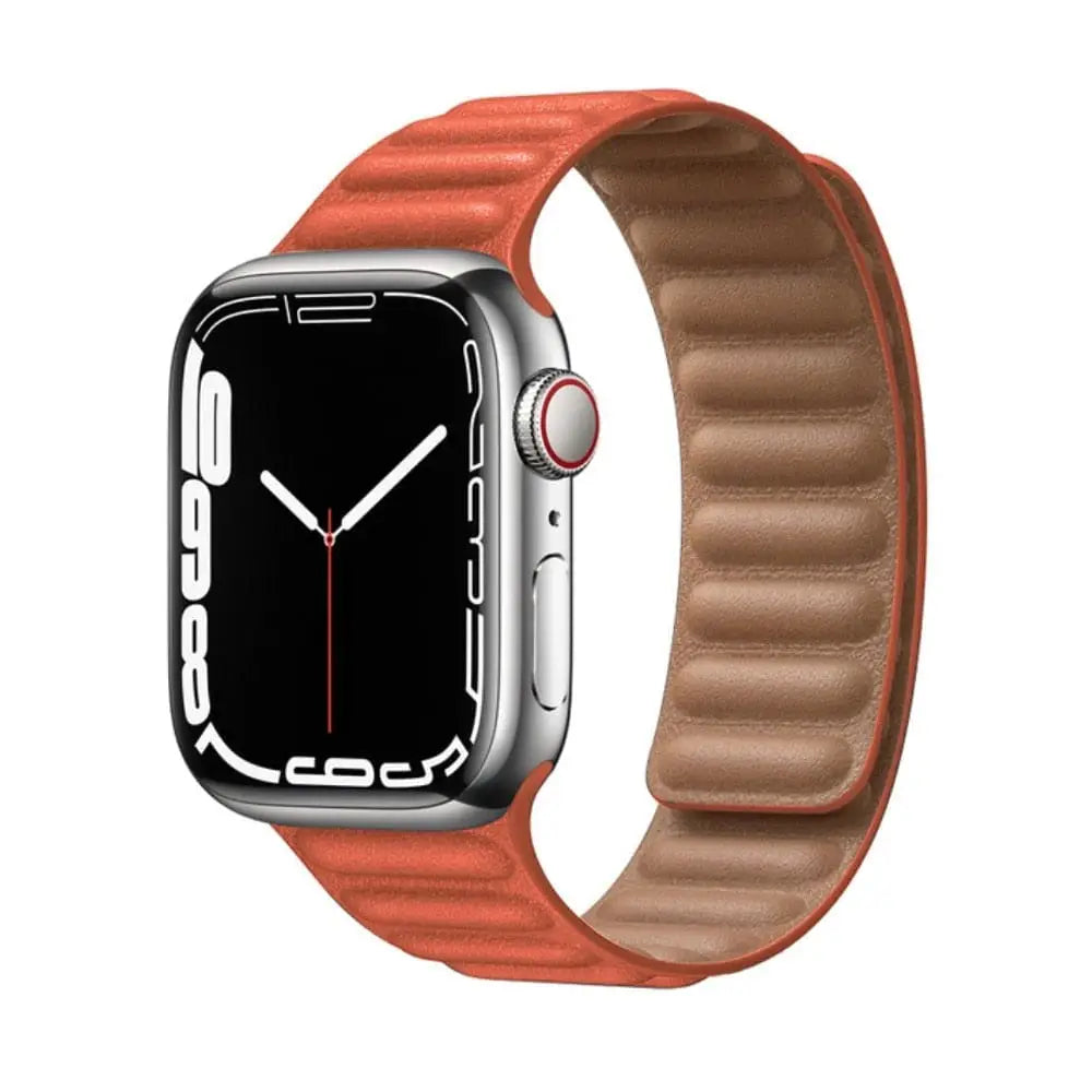 Apple Watch Armband - Magnetic Loop • Armband aus Kunstleder - Dunkelorange / 38-40-41 mm