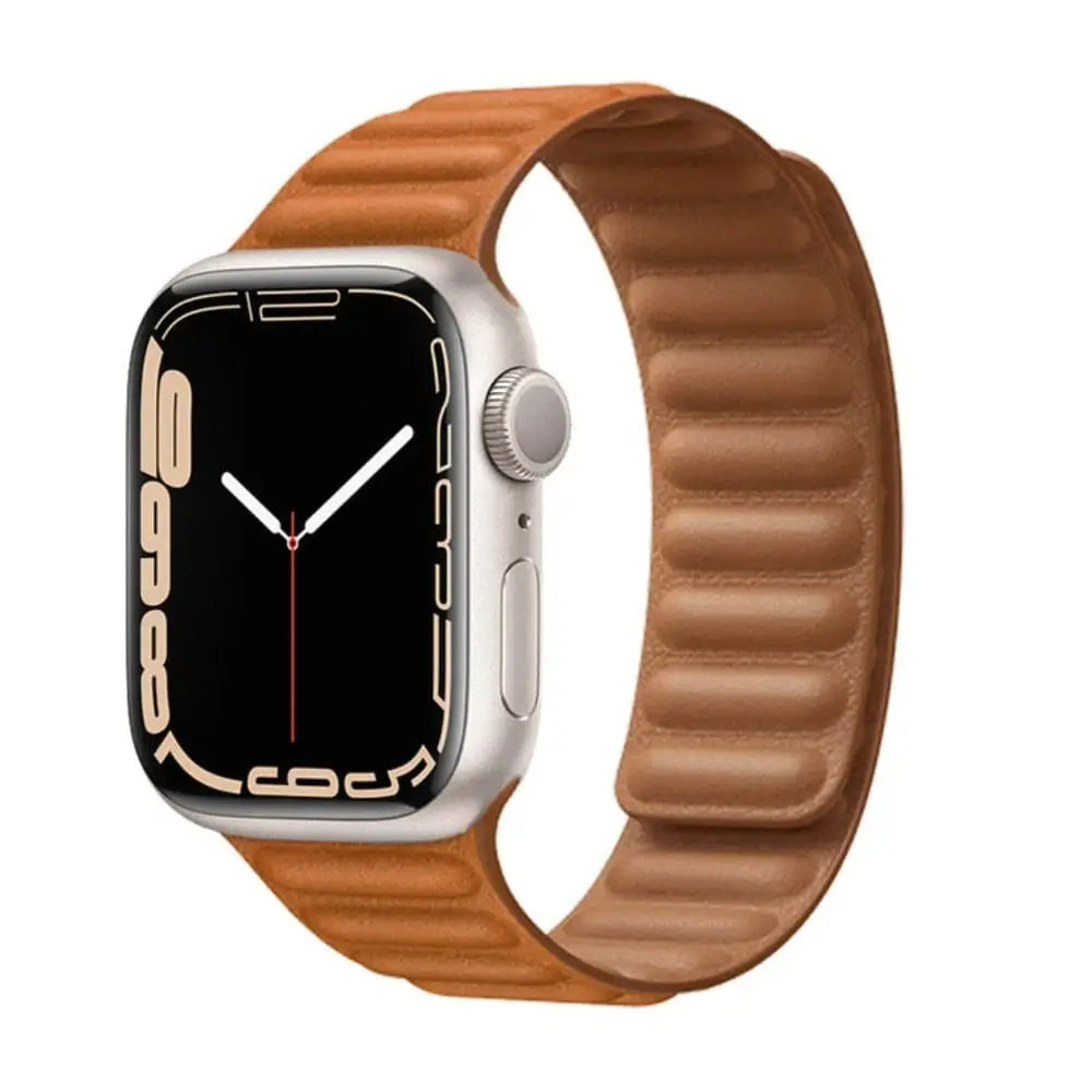 Apple Watch Armband - Magnetic Loop • Armband aus Kunstleder - Hellbraun / 38-40-41 mm