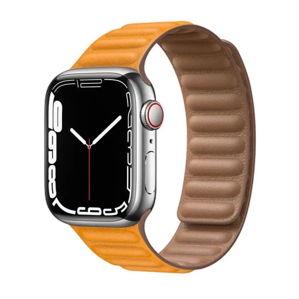 Apple Watch Armband - Magnetic Loop • Armband aus Kunstleder - Hellorange / 38-40-41 mm