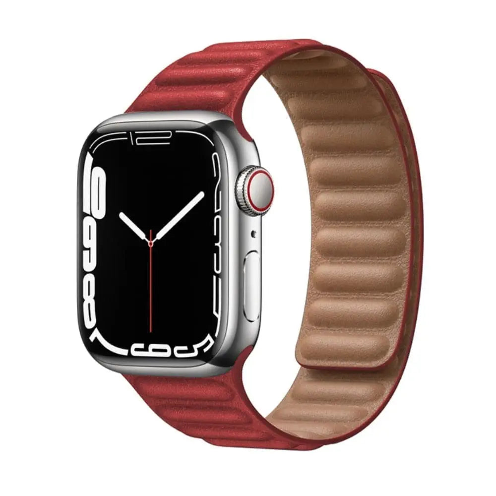 Apple Watch Armband - Magnetic Loop • Armband aus Kunstleder - Rot / 38-40-41 mm