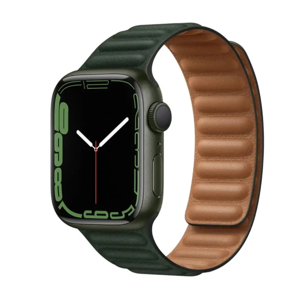 Apple Watch Armband - Magnetic Loop • Armband aus Kunstleder - Waldgrün / 38-40-41 mm