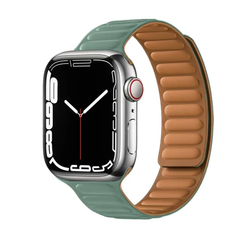 Apple Watch Armband - Magnetic Loop • Armband aus Silikon - Grau-Grün / 38-40-41 mm