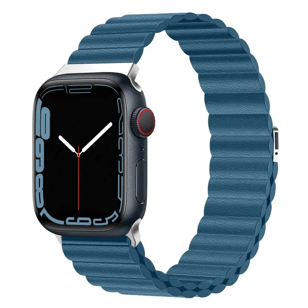 Apple Watch Armband - Magnetisches Armband aus Echtleder - Blau / 38-40-41 mm