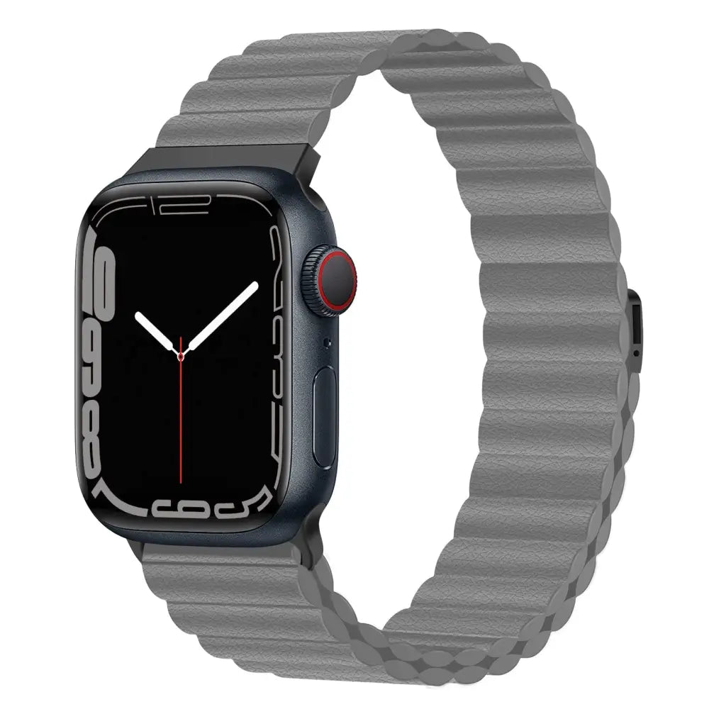 Apple Watch Armband - Magnetisches Armband aus Echtleder - Grau / 38-40-41 mm