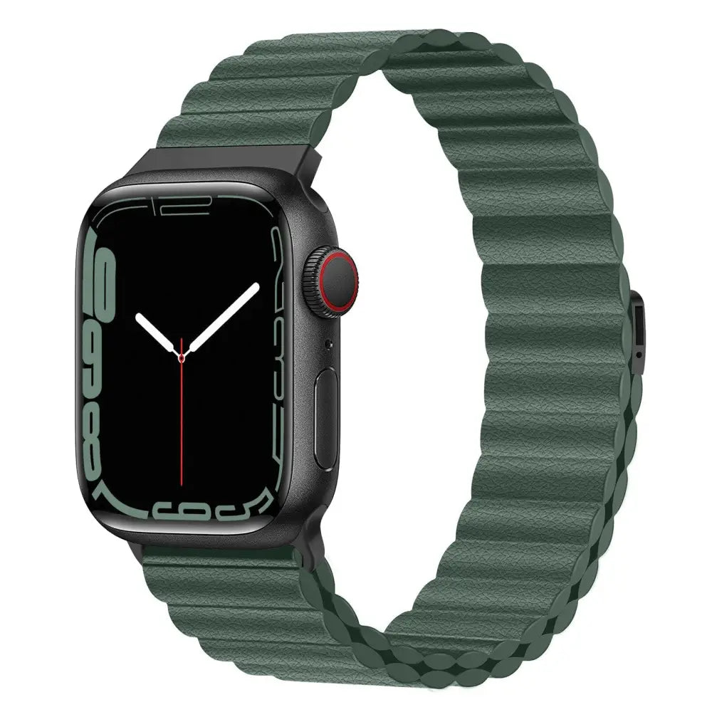 Apple Watch Armband - Magnetisches Armband aus Echtleder - Grün / 38-40-41 mm