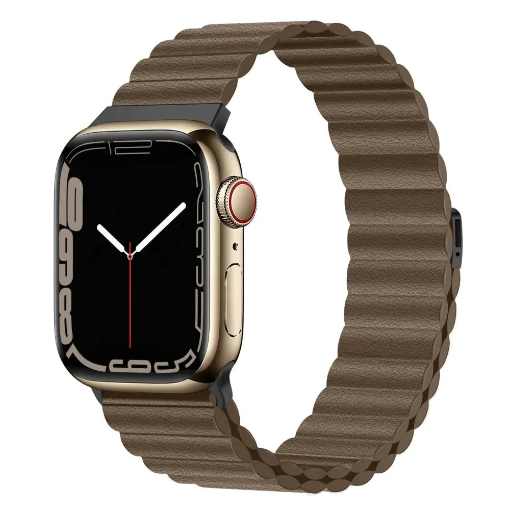 Apple Watch Armband - Magnetisches Armband aus Echtleder - Olive / 38-40-41 mm