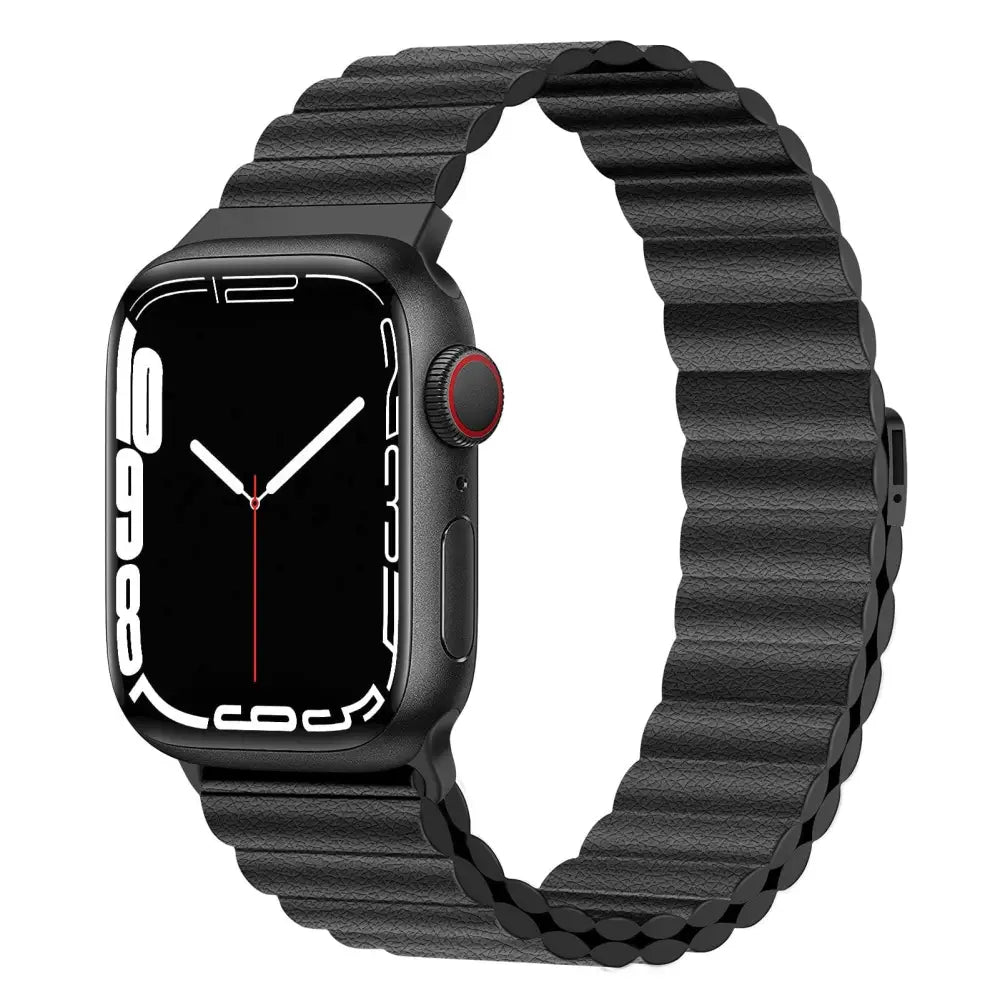 Apple Watch Armband - Magnetisches Armband aus Echtleder - Schwarz / 38-40-41 mm