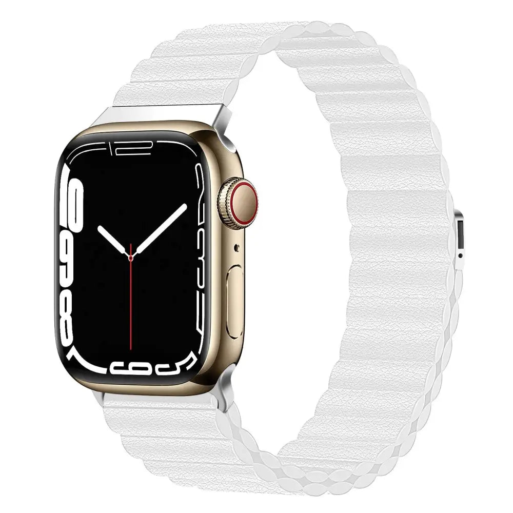 Apple Watch Armband - Magnetisches Armband aus Echtleder - Weiss / 38-40-41 mm