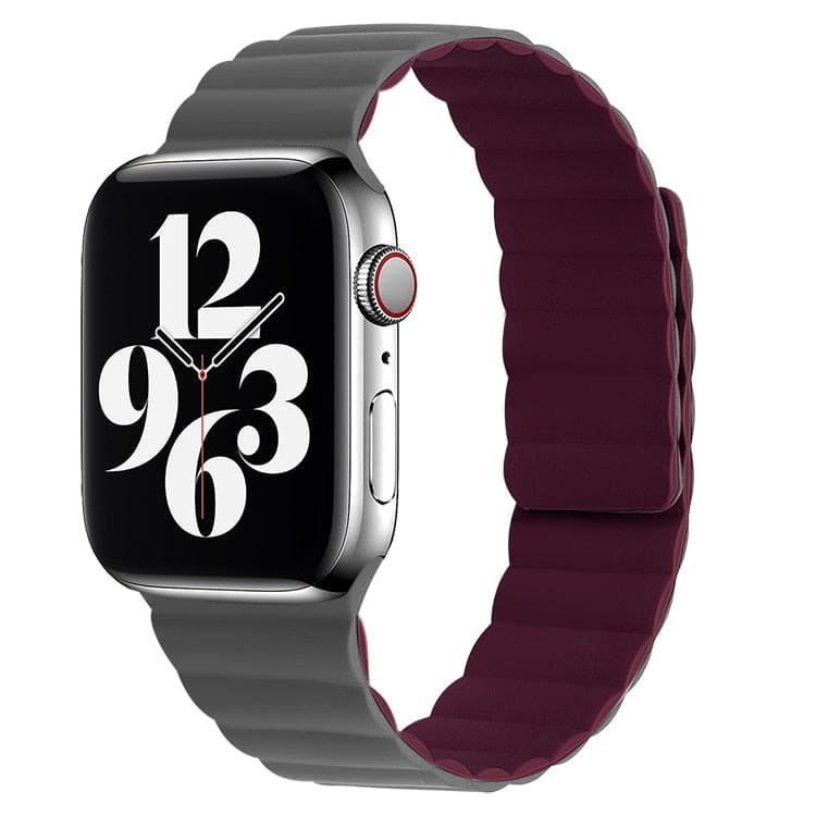 Magnetisches Armband aus Silikon - Grau & Burgundy / 38-40-41 mm - Apple Watch Armband
