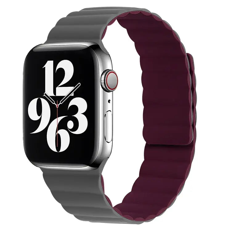 Apple Watch Armband - Magnetisches Armband aus Silikon - Grau & Burgundy / 38-40-41 mm