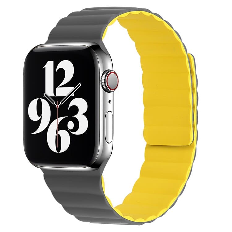Magnetisches Armband aus Silikon - Grau & Gelb / 38-40-41 mm - Apple Watch Armband