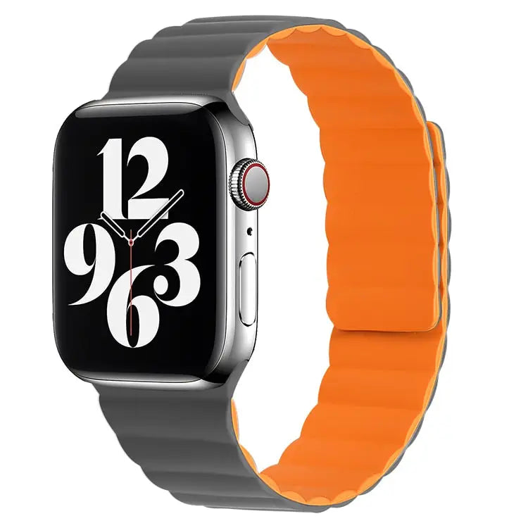 Apple Watch Armband - Magnetisches Armband aus Silikon - Grau & Orange / 38-40-41 mm