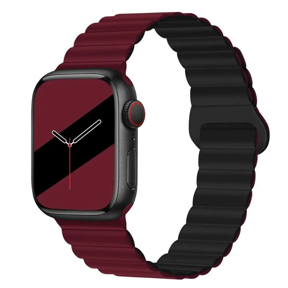 Apple Watch Armband - Magnetisches Silikon-Armband - Burgundy & Schwarz / 38-40-41 mm