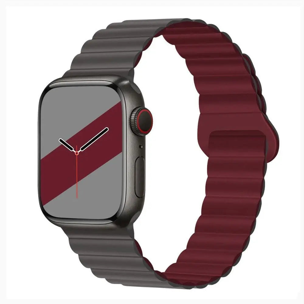 Apple Watch Armband - Magnetisches Silikon-Armband - Grau & Burgundy / 38-40-41 mm