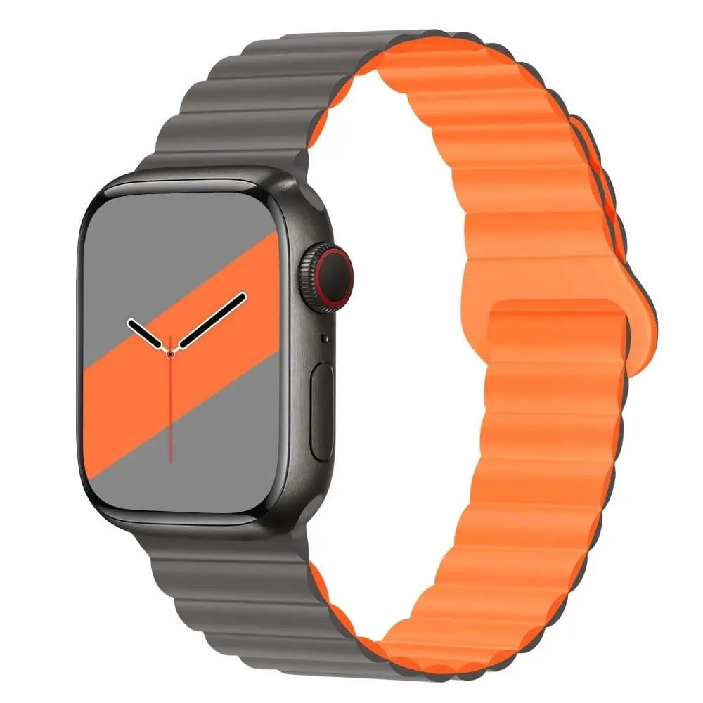 Apple Watch Armband - Magnetisches Silikon-Armband - Grau & Orange / 38-40-41 mm