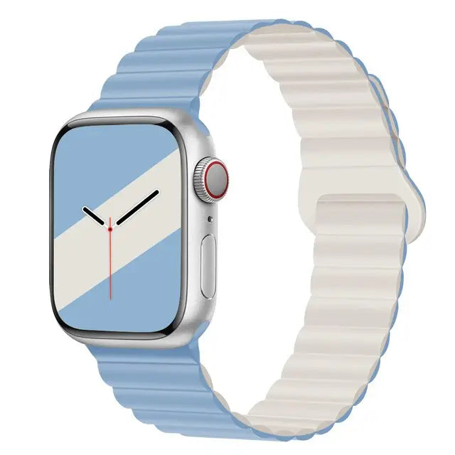 Apple Watch Armband - Magnetisches Silikon-Armband - Hellblau & Elfenbein / 38-40-41 mm