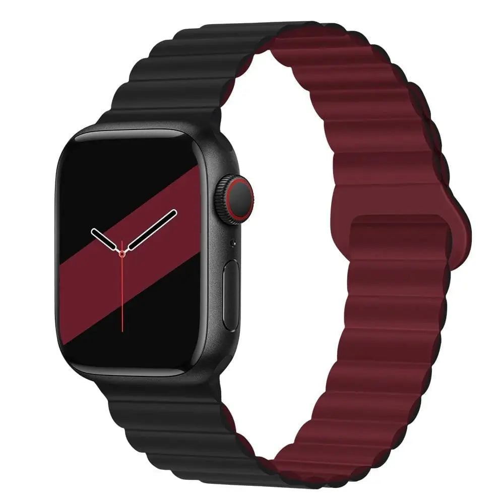 Apple Watch Armband - Magnetisches Silikon-Armband - Schwarz & Burgundy / 38-40-41 mm