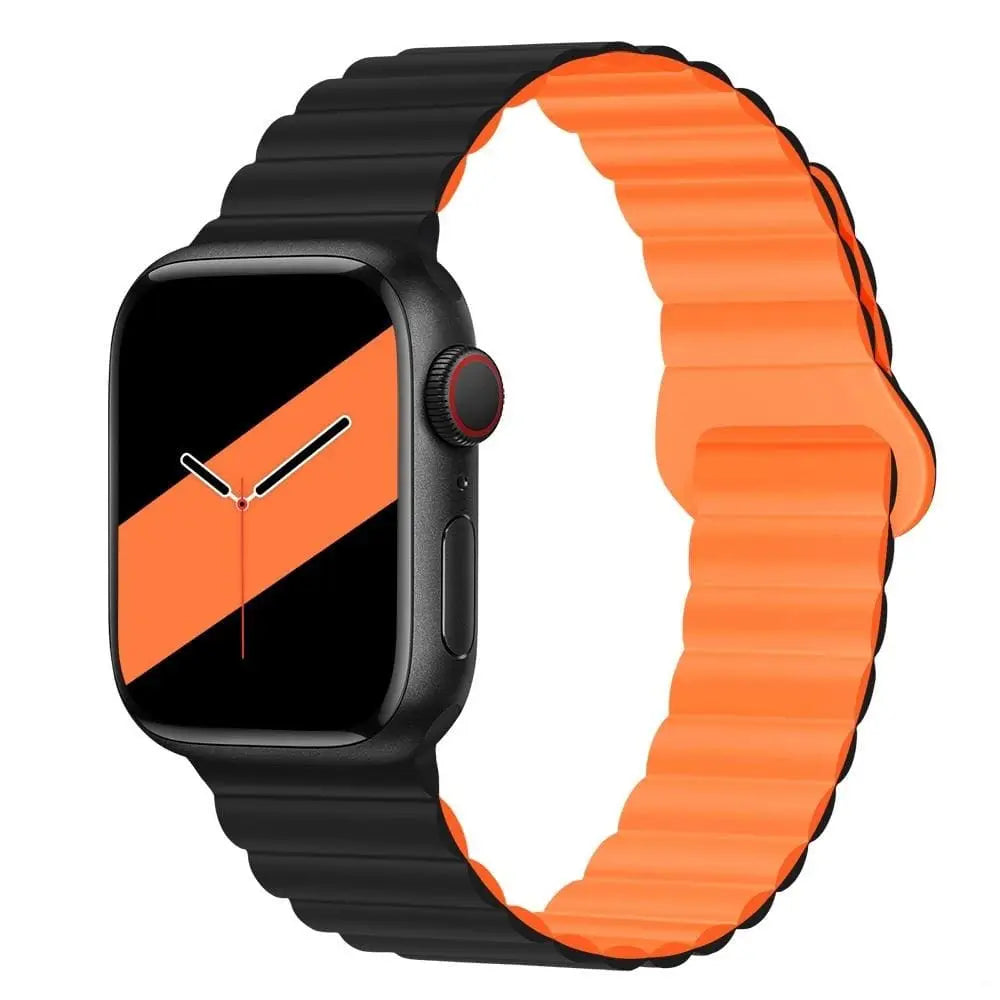 Apple Watch Armband - Magnetisches Silikon-Armband - Schwarz & Orange / 38-40-41 mm