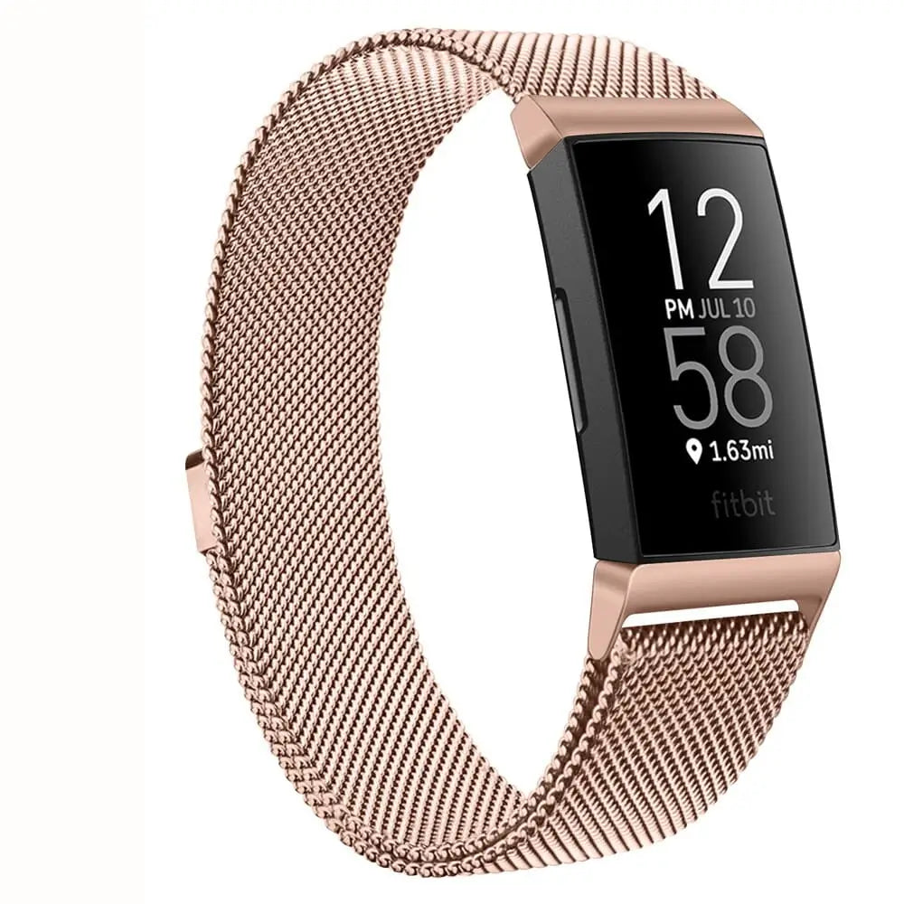 Fitbit Armband - Milanaise Armband für Fitbit Charge (3/4) - Rosegold / S