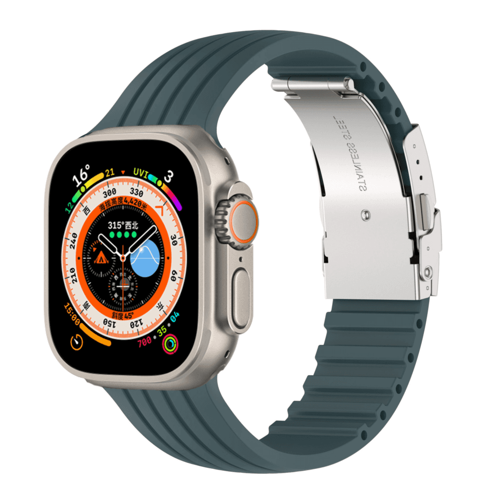 Nautical Armband aus Silikon - Grau-Grün / 38-40-41 mm - Apple Watch Armband
