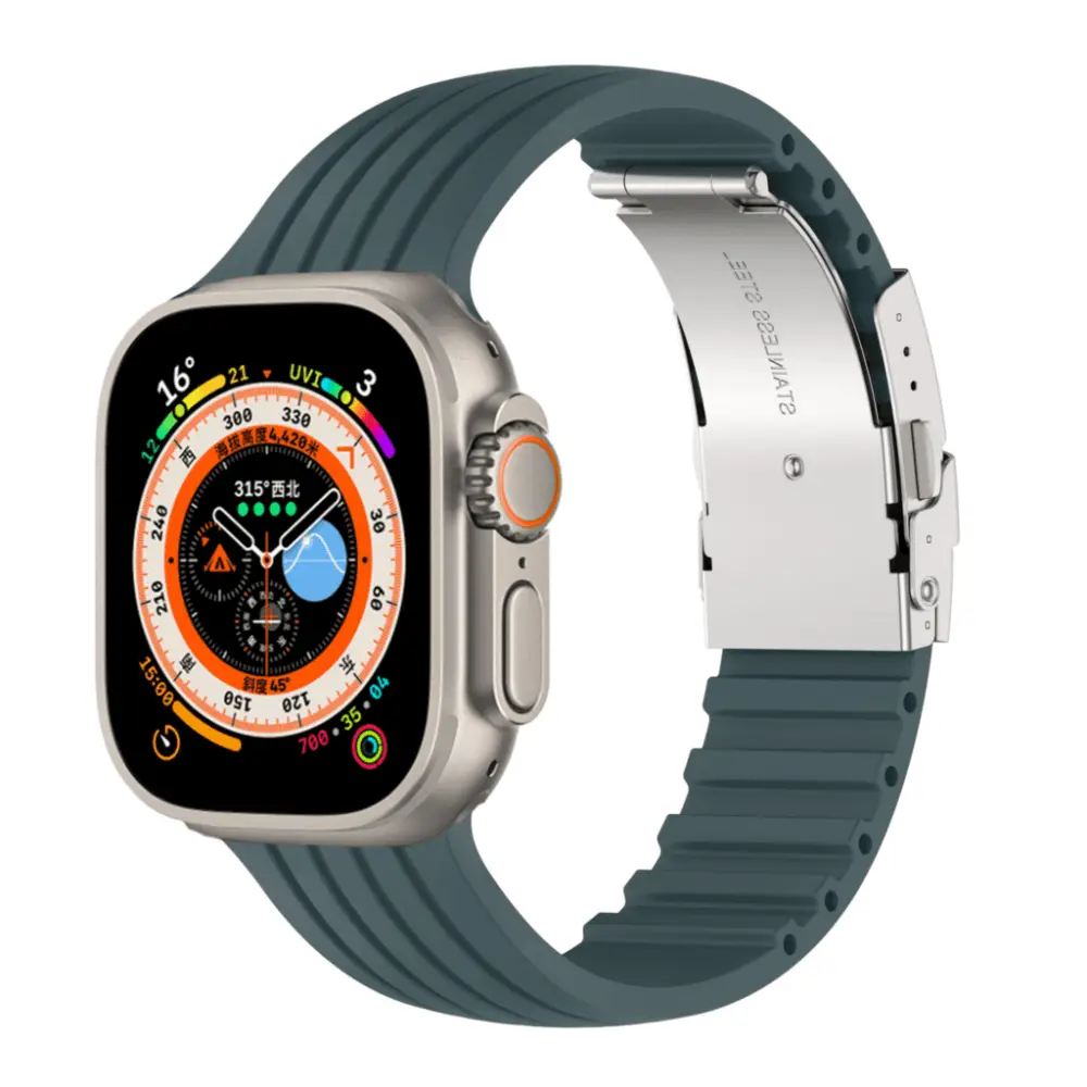 Apple Watch Armband - Nautical Armband aus Silikon - Grau-Grün / 38-40-41 mm