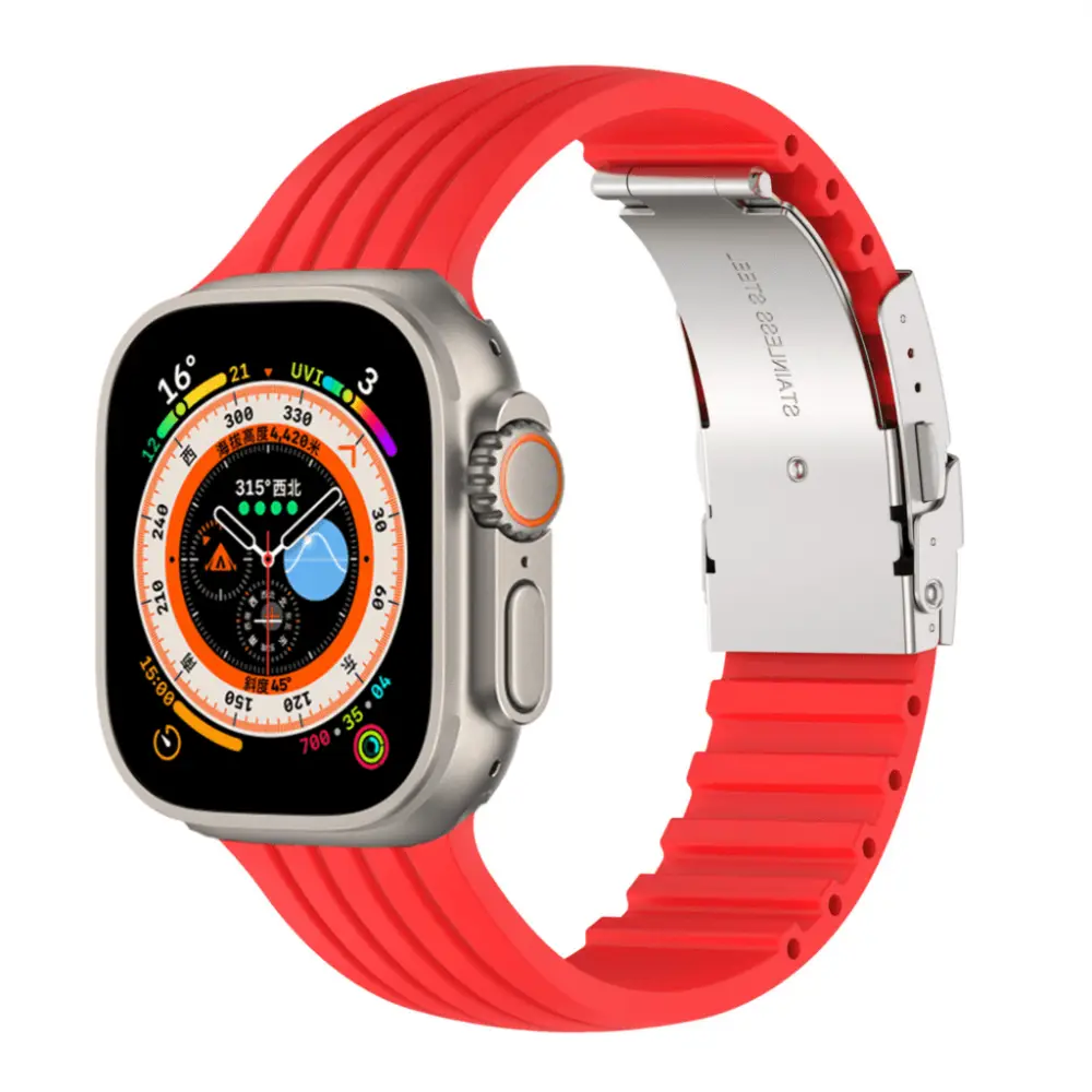 Apple Watch Armband - Nautical Armband aus Silikon - Rot / 38-40-41 mm