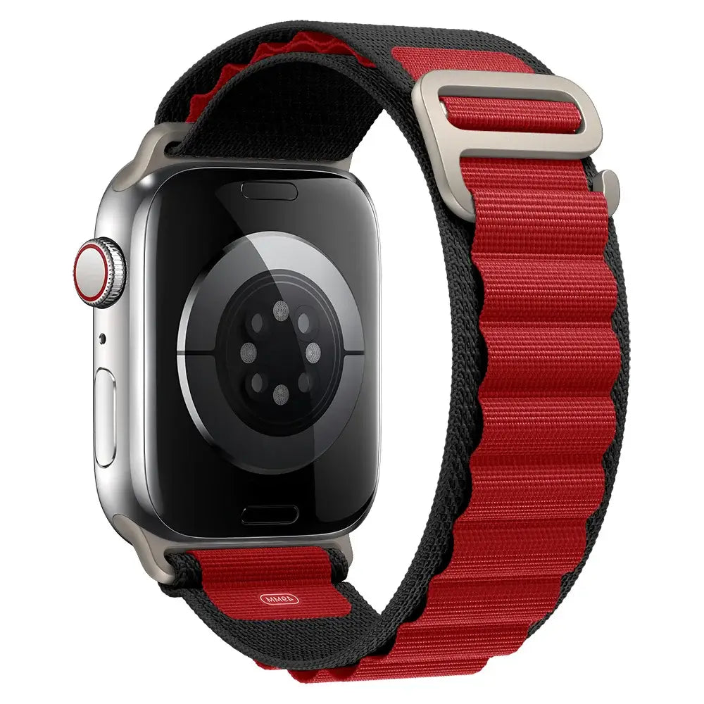 Apple Watch Armband - Nylon Armband mit G-Haken - Black & Red / 38-40-41 mm