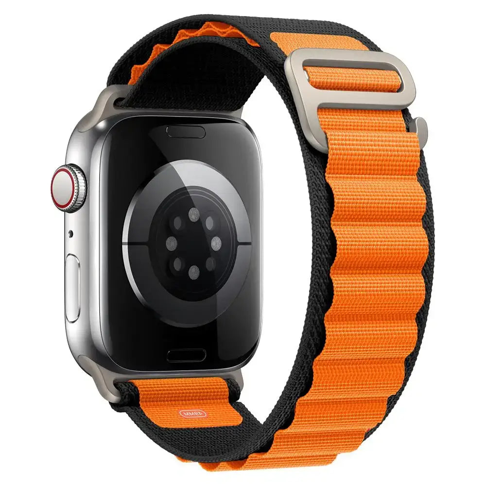 Apple Watch Armband - Nylon Armband mit G-Haken - Orange & Black / 38-40-41 mm