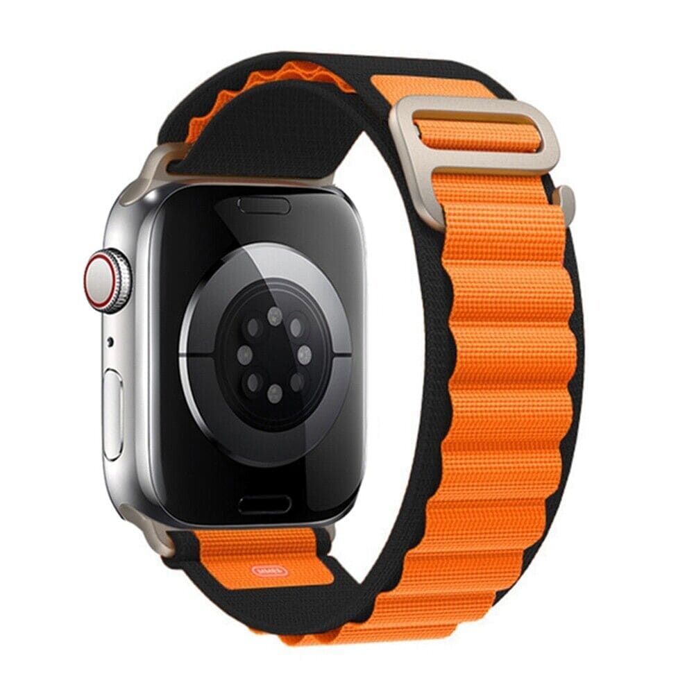 Nylon Armband mit G-Haken - Schwarz & Orange / 38-40-41 mm - Apple Watch Armband