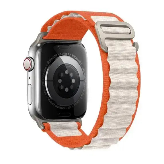 Apple Watch Armband - Nylon Armband mit G-Haken - Starlight & Orange / 38-40-41 mm