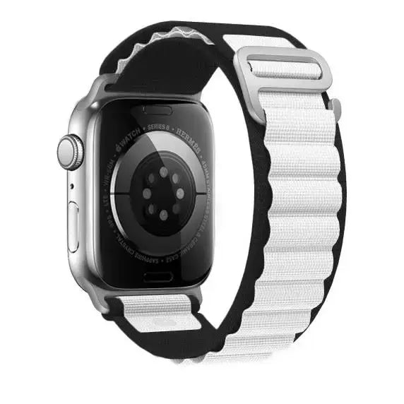 Apple Watch Armband - Nylon Armband mit G-Haken - White & Black / 38-40-41 mm