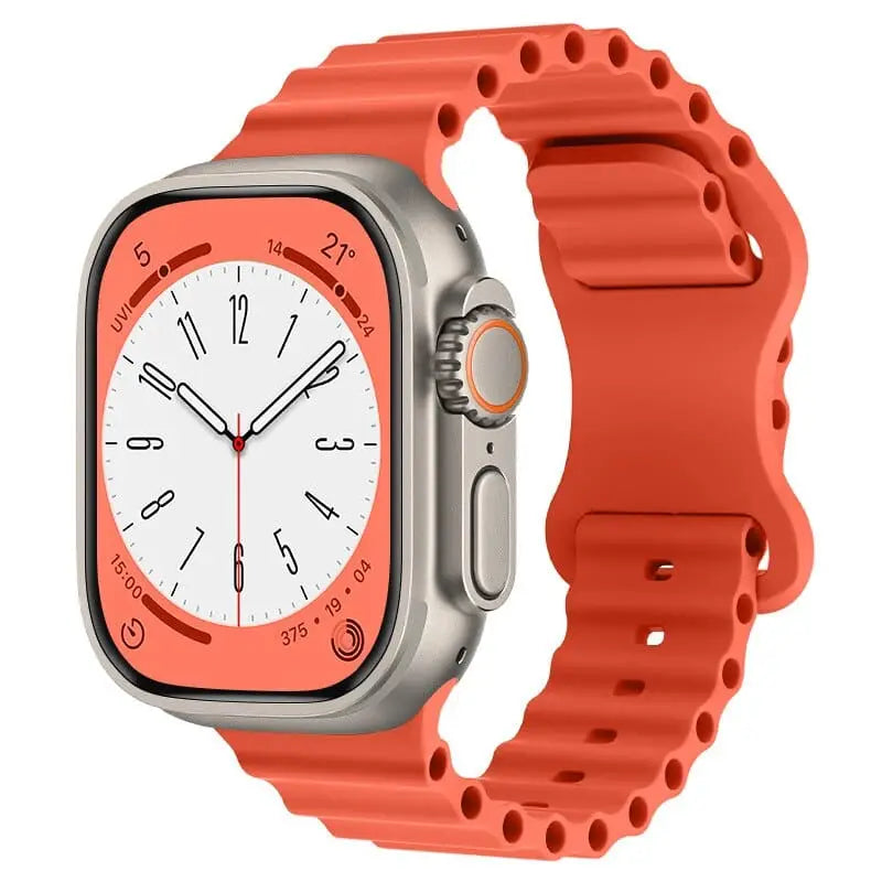 Apple Watch Armband - Ocean Silikon Armband (Druckknopf-Verschluss) - Orange / 38-40-41 mm