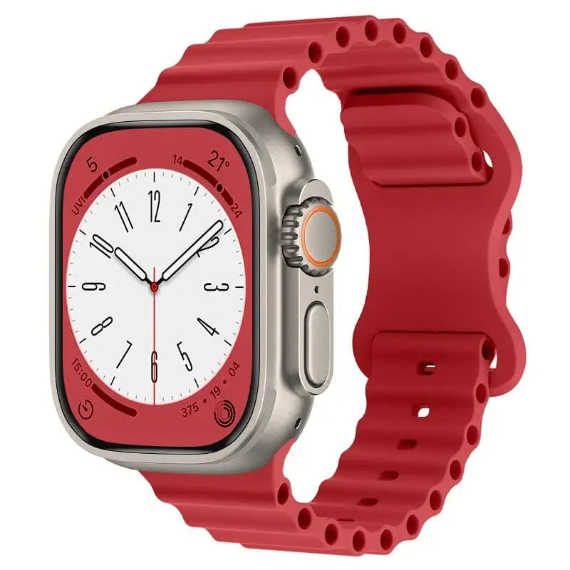 Apple Watch Armband - Ocean Silikon Armband (Druckknopf-Verschluss) - Rot / 38-40-41 mm