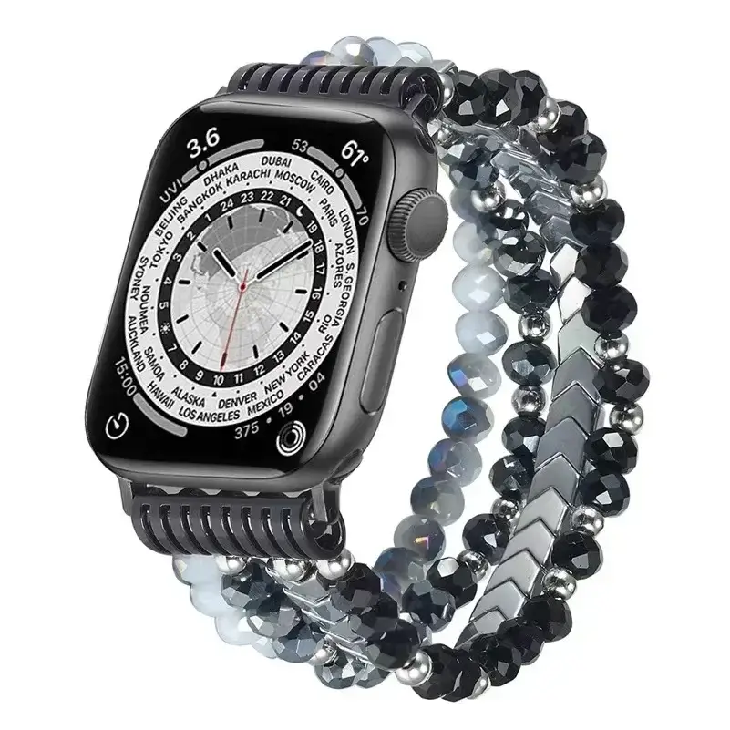 Apple Watch Armband - Perlen-Armband aus Agat - Schwarz / 38-40-41 mm