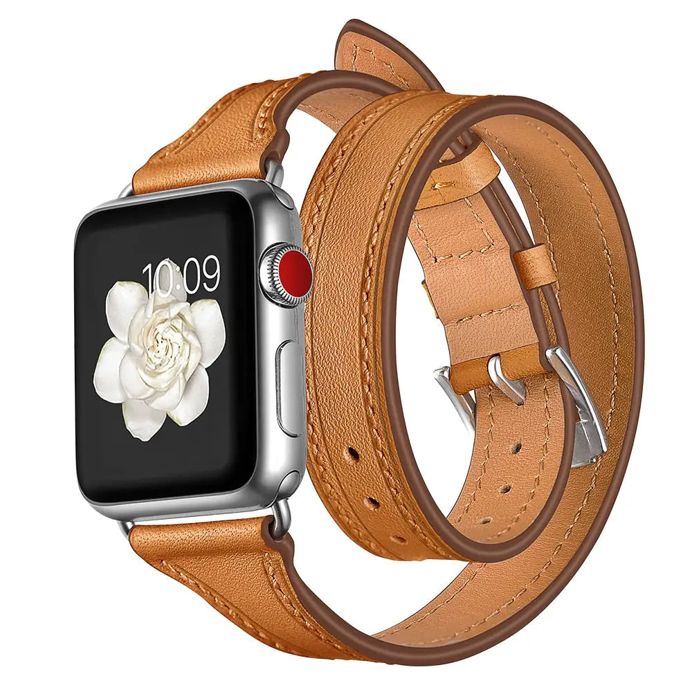 Apple Watch Armband - Schmales Armband aus Echtleder - Braun / 38-40-41 mm