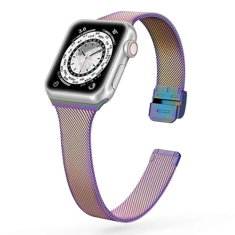 Apple Watch Armband - Schmales Milanaise Armband aus Edelstahl - Bunt / 38-40-41 mm