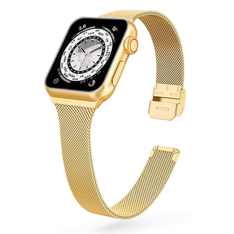 Schmales Milanaise Armband aus Edelstahl - Gold / 38-40-41 mm - Apple Watch Armband