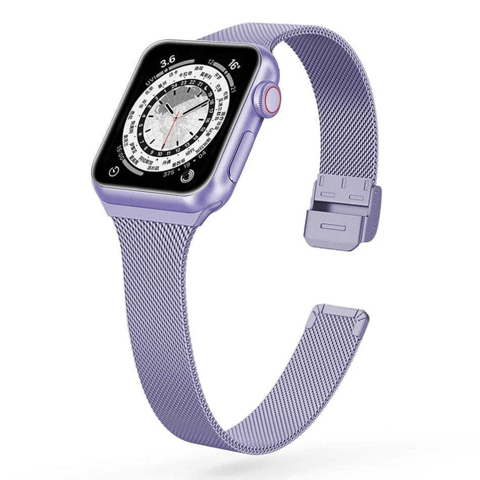 Schmales Milanaise Armband aus Edelstahl - Lavendel / 38-40-41 mm - Apple Watch Armband