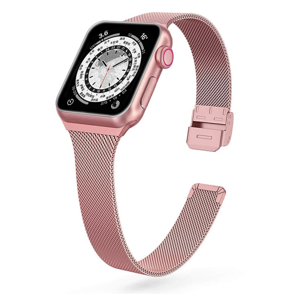 Schmales Milanaise Armband aus Edelstahl - Pink / 38-40-41 mm - Apple Watch Armband