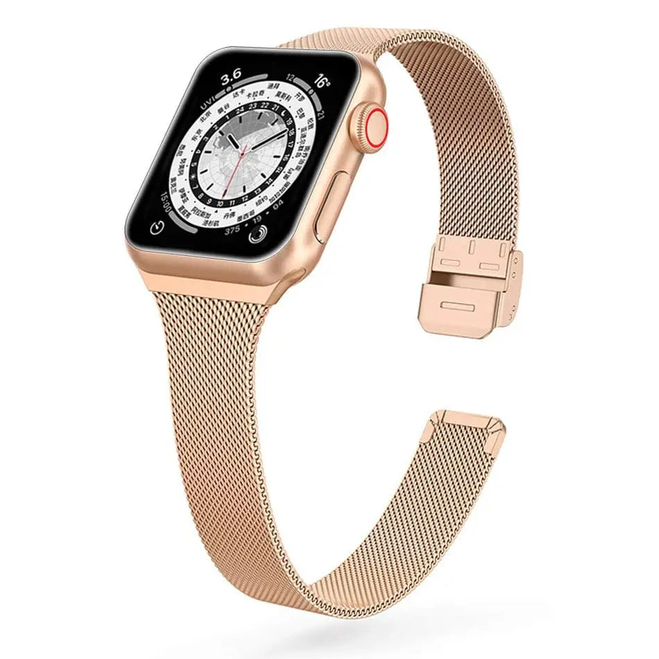 Apple Watch Armband - Schmales Milanaise Armband aus Edelstahl - Rosegold / 38-40-41 mm