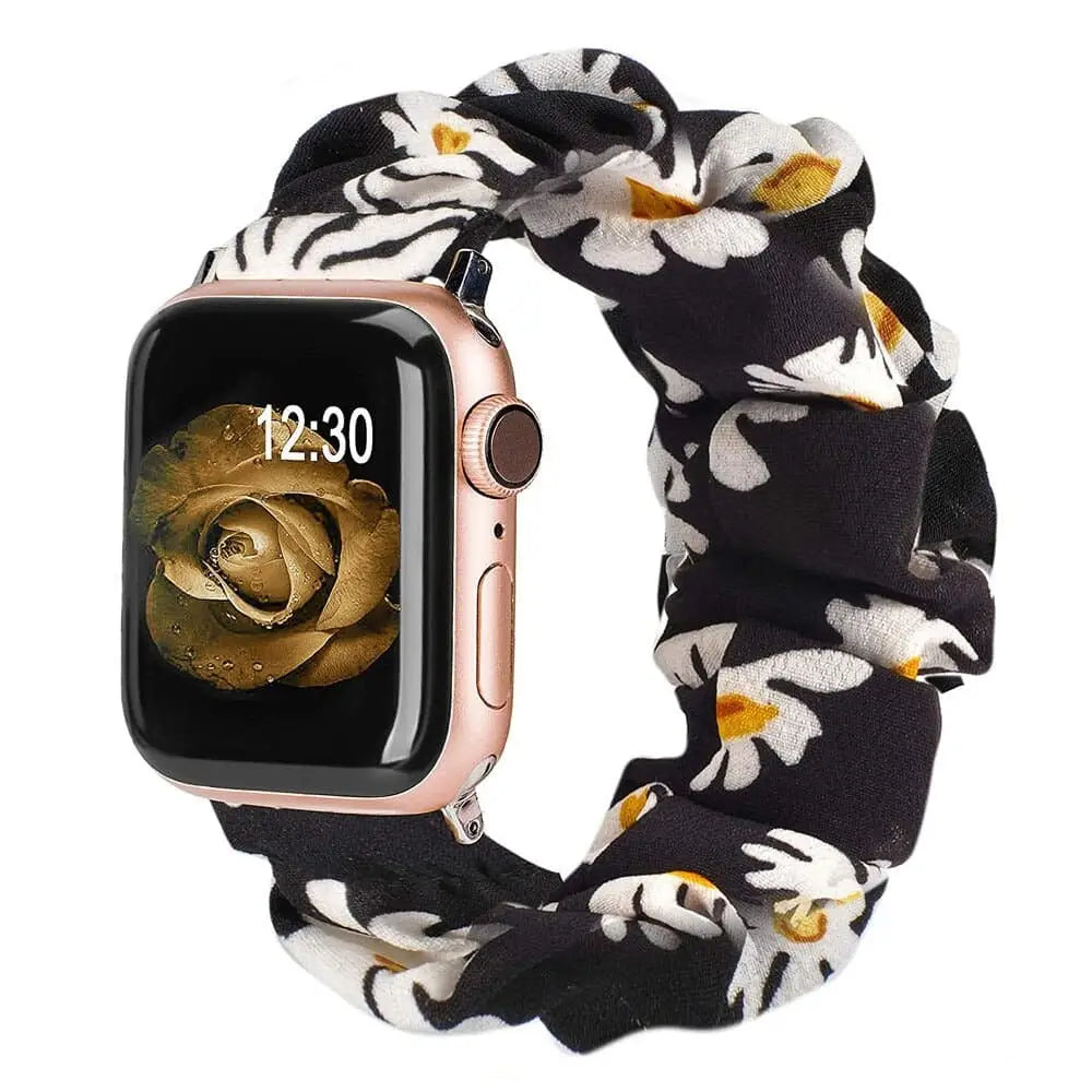 Apple Watch Armband - Scrunchie Armband - Blumen Farbig / 38-40-41 mm [S]