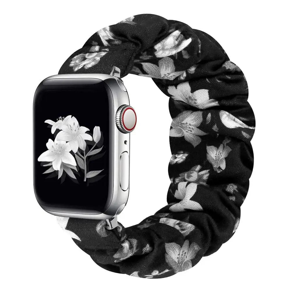 Apple Watch Armband - Scrunchie Armband - Blumen Monochrom / 38-40-41 mm [S]