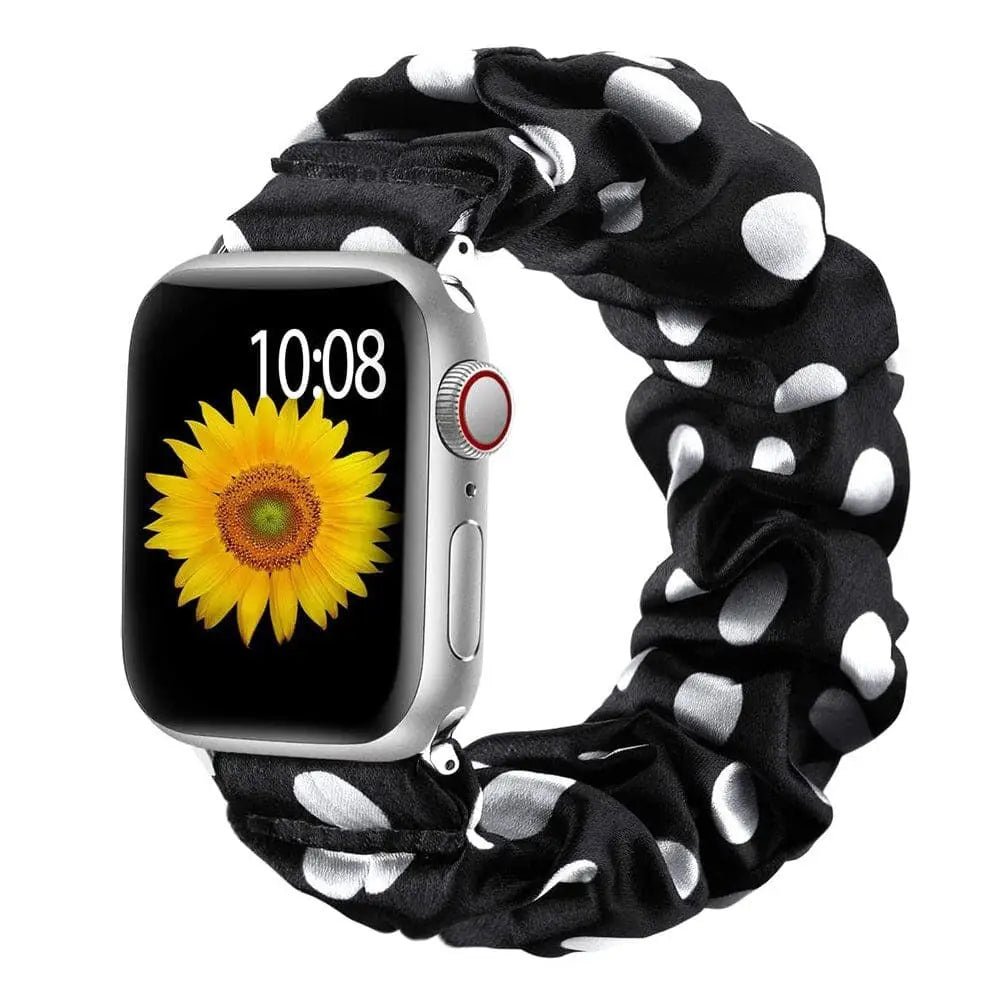 Apple Watch Armband - Scrunchie Armband - Schwarz mit Punkten / 38-40-41 mm [S]