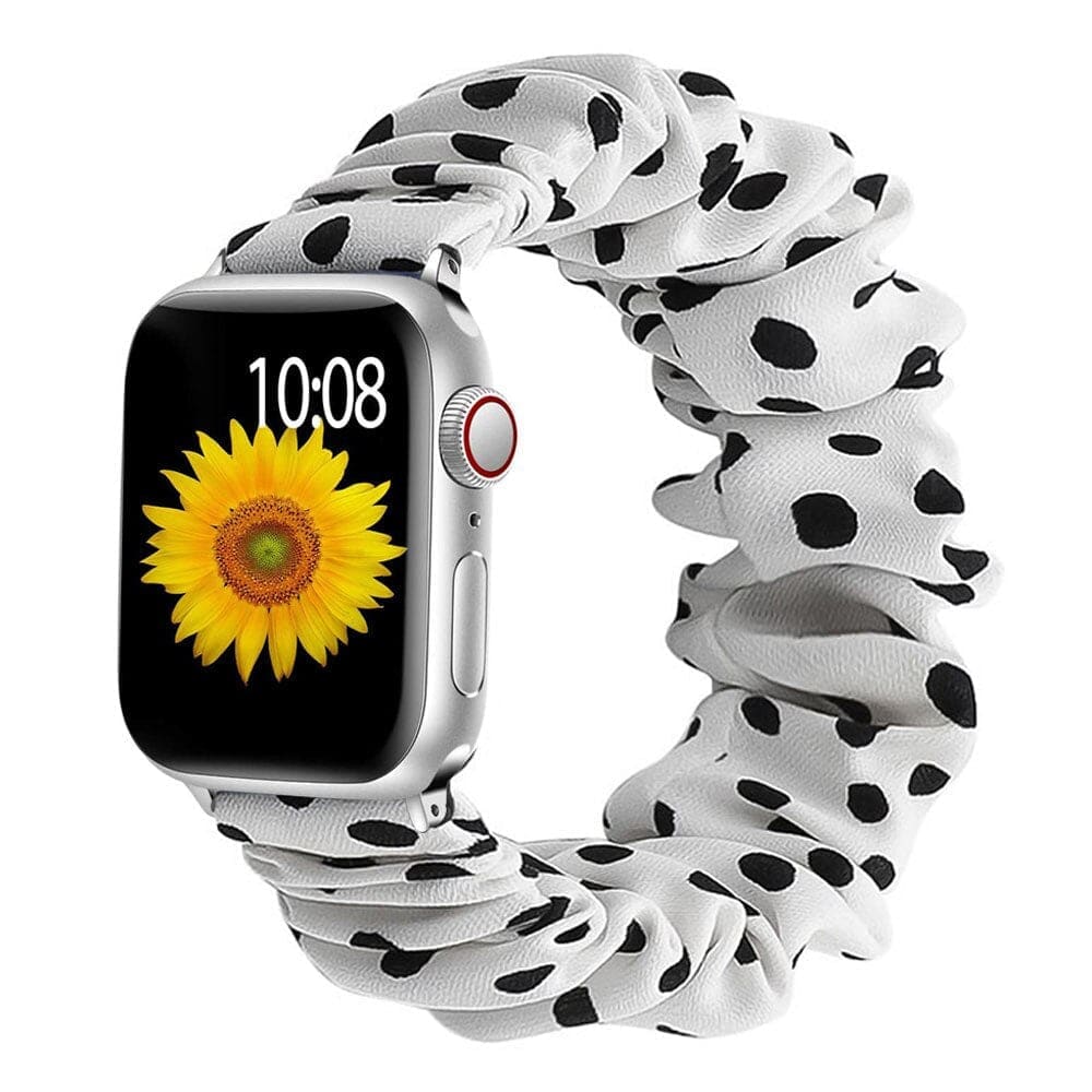 Scrunchie Armband - Weiss mit Punkten / 38-40-41 mm [S] - Apple Watch Armband