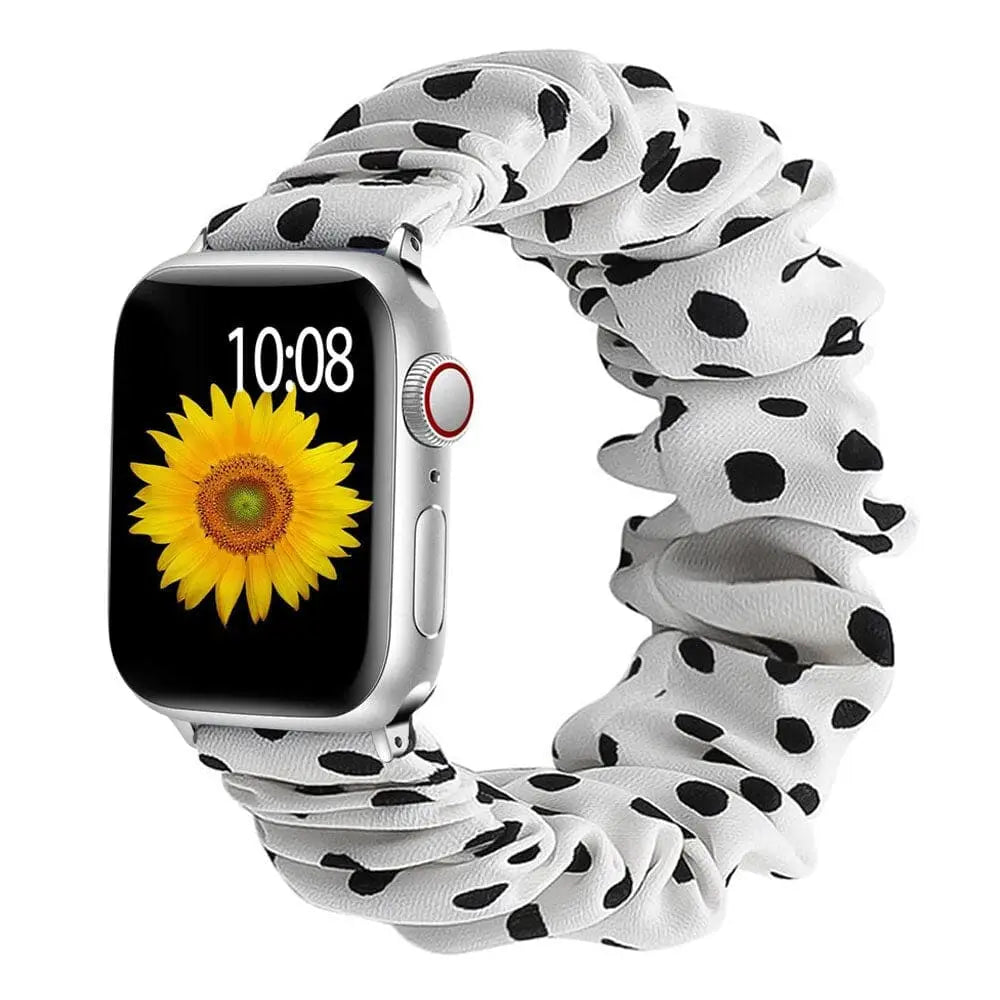 Apple Watch Armband - Scrunchie Armband - Weiss mit Punkten / 38-40-41 mm [S]