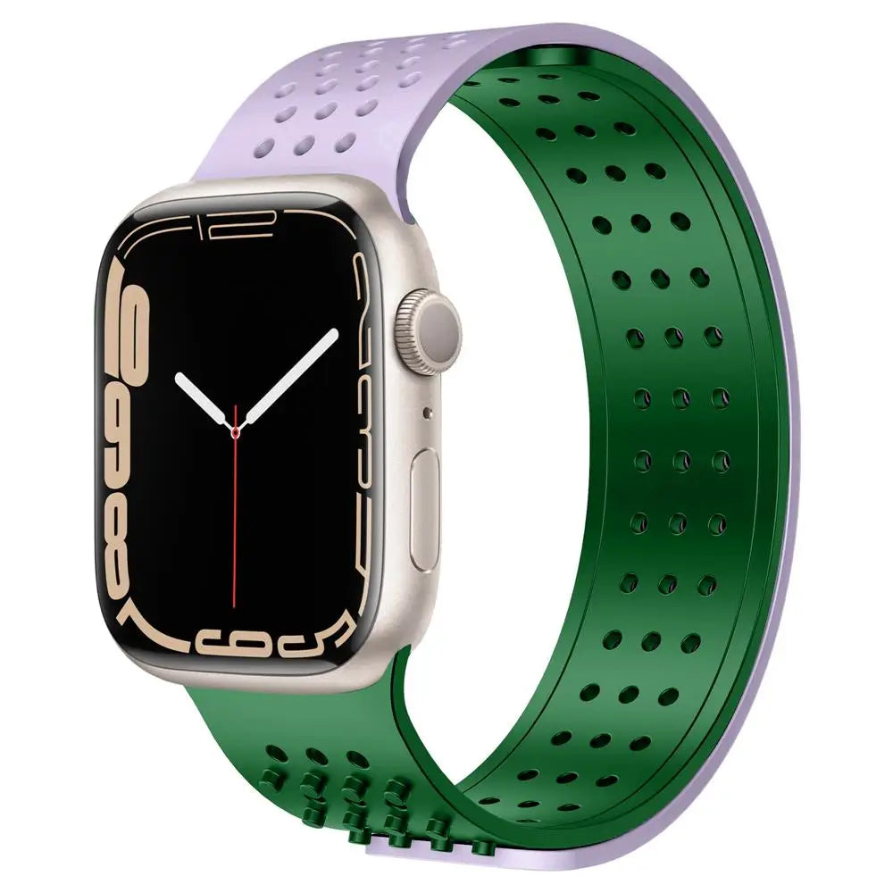 Apple Watch Armband - Silikon Armband (einstellbar) - Dunkelgrün & Violett / 38-40-41 mm