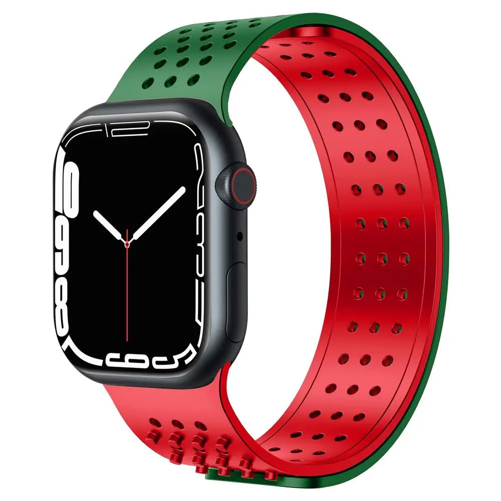 Apple Watch Armband - Silikon Armband (einstellbar) - Rot & Grün / 38-40-41 mm