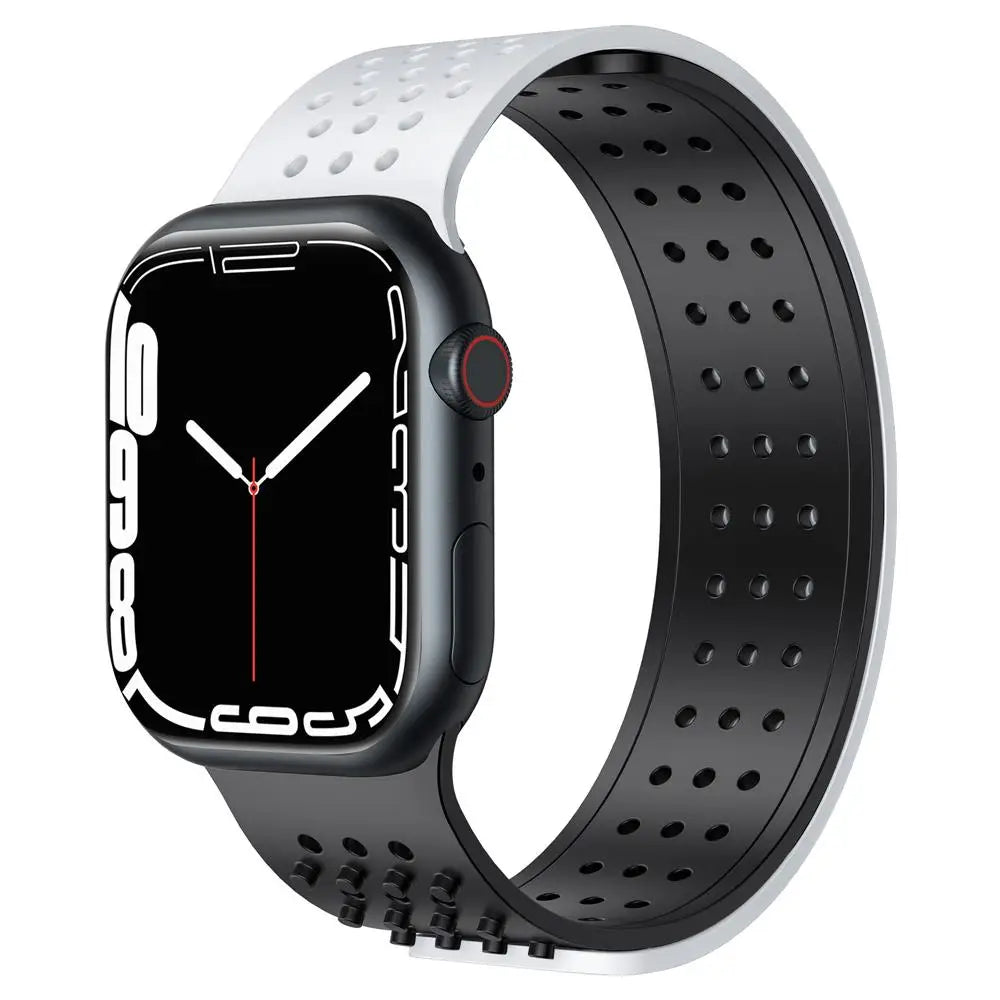 Apple Watch Armband - Silikon Armband (einstellbar) - Schwarz & Weiss / 38-40-41 mm