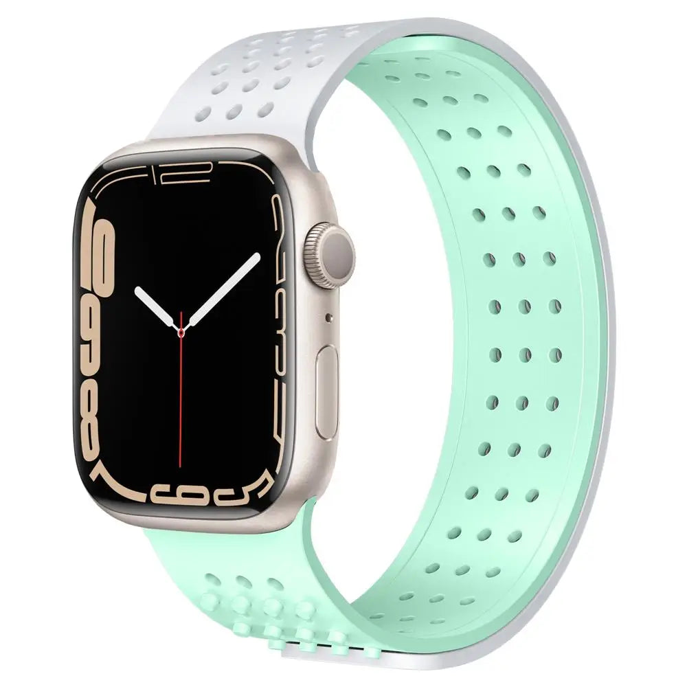 Apple Watch Armband - Silikon Armband (einstellbar) - Türkis & Weiss / 38-40-41 mm